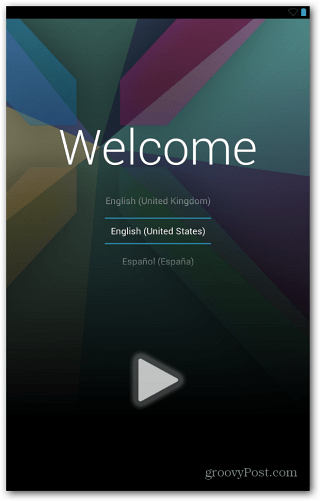 Uvítací obrazovka zařízení Nexus 7