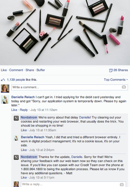nordstrom facebook post and comments