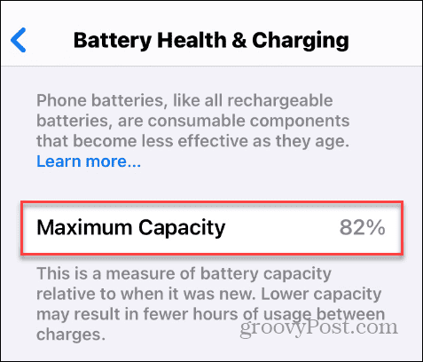 Maximální kapacita baterie