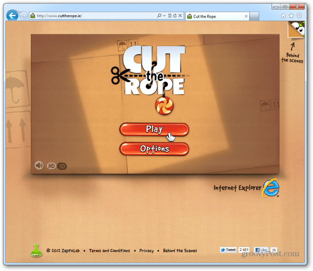 Zahrajte si webovou verzi Cut the Rope HTML5 v IE 9