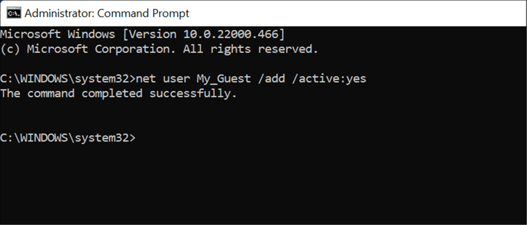 Vytvořte si účet hosta ve Windows 11 cmd