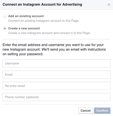 vytvořit nový účet instagram na facebooku