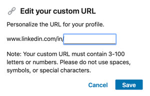 Upravte adresu URL LinkedIn, krok 2.