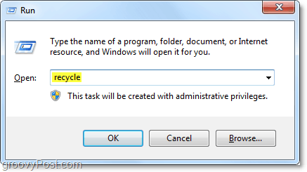 spusťte Koš v systému Windows 7