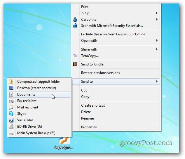 Windows 7 Klepněte pravým tlačítkem myši na nabídku: Přidat příkazy Kopírovat a Přesunout do složky