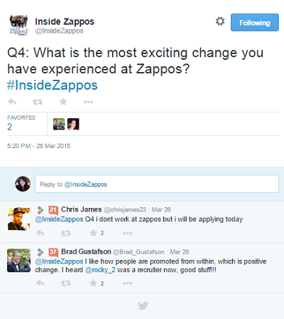 zappos #insidezappos tweetuje chat