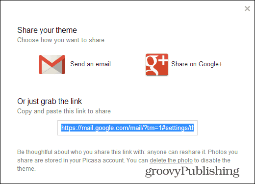 Vlastní témata Gmailu sdílejí váš motivový odkaz