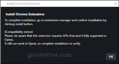 Opera Install Chrome Extension install potvrdit