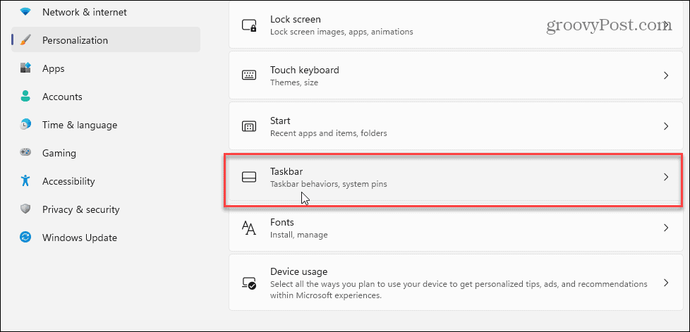 Personalizace Nastavení Hlavní panel Hlavní panel Windows 11