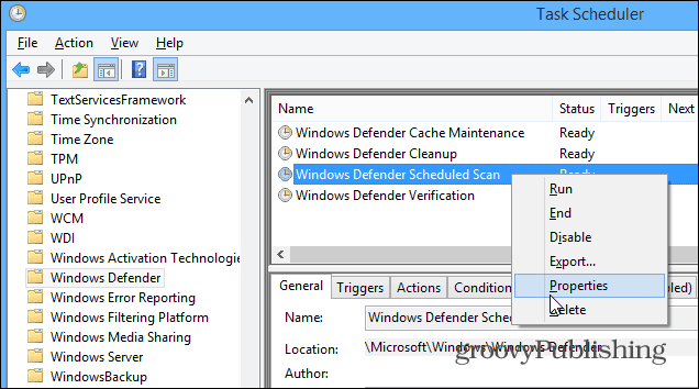 Jak naplánovat program Windows Defender pro automatické skenování v systému Windows 8.1