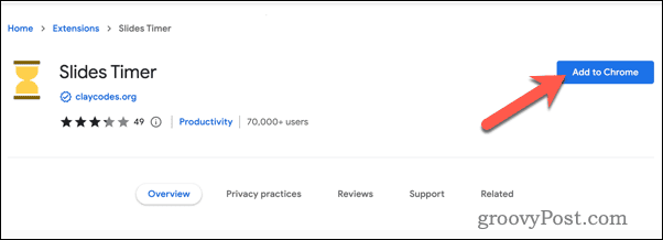 Instalace rozšíření Slides Timer pro Chrome