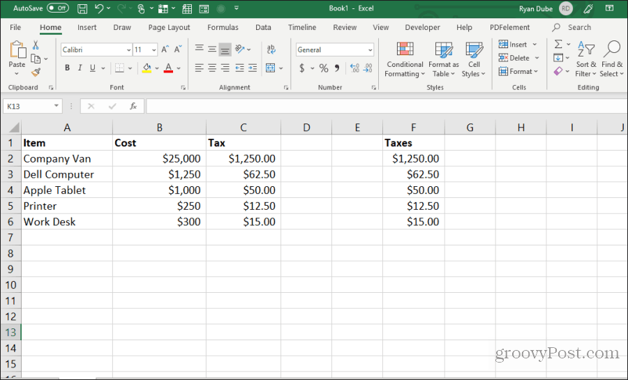 formule buněk kopírování a vložení v Excelu