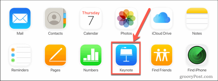 Stiskněte Keynote na iCloud