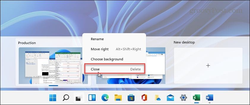 Zavřete virtuální plochu Windows 11