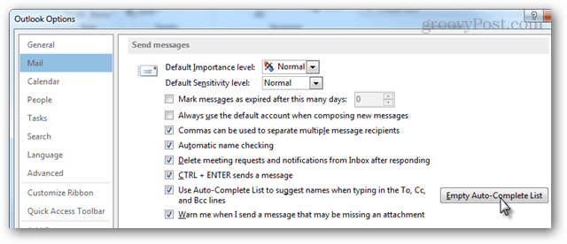Jak vymazat automatické dokončování aplikace Outlook 2013
