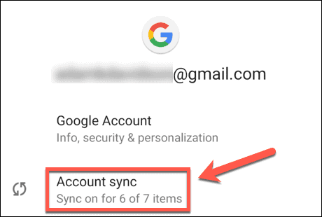 synchronizace účtu Android