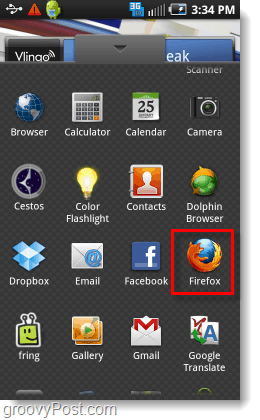 Firefox ze zásuvky aplikace