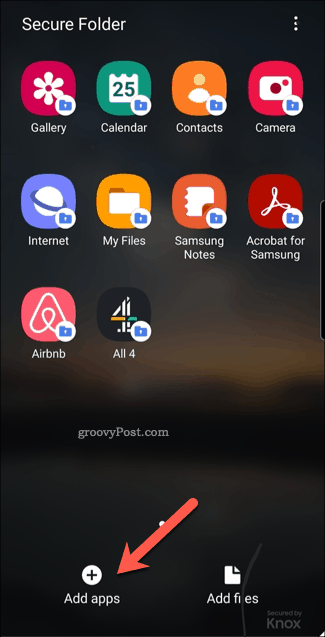 Ikona Přidat aplikace do zabezpečené složky Android