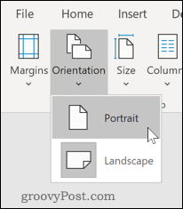 Nastavení stránky do režimu Portrét v aplikaci Word