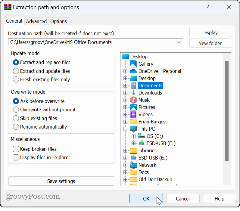 Otevřete soubory RAR v systému Windows 