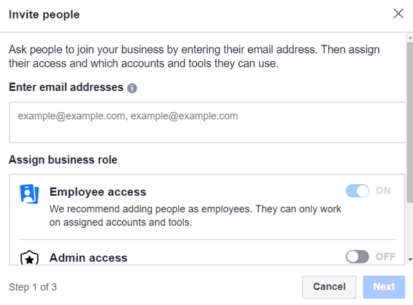 Použijte Facebook Business Manager, krok 3.