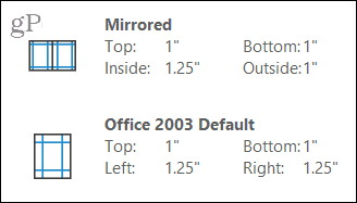 Zrcadlené a Office 2003 okraje