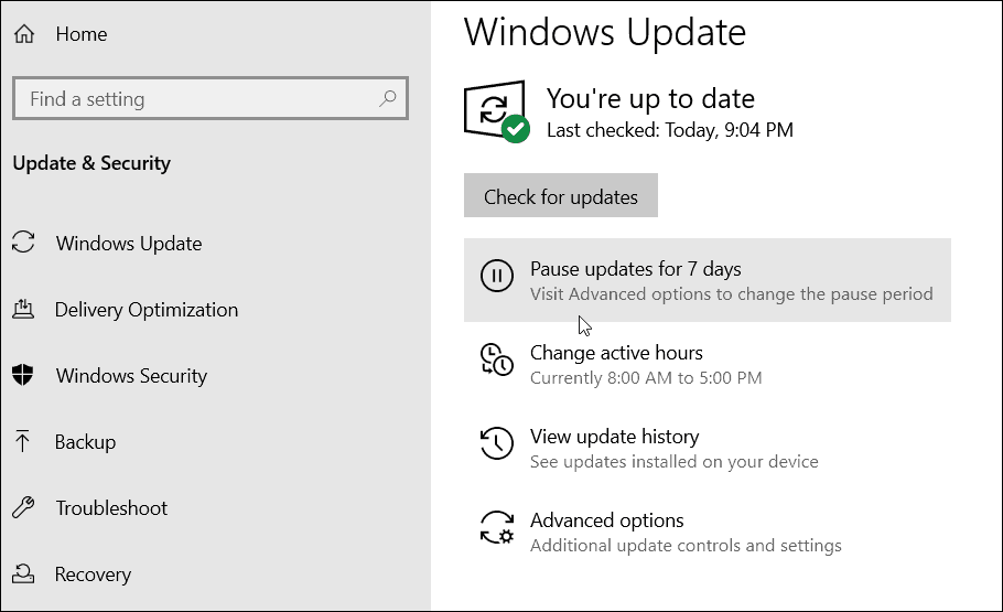 Pozastavte aktualizace systému Windows 10
