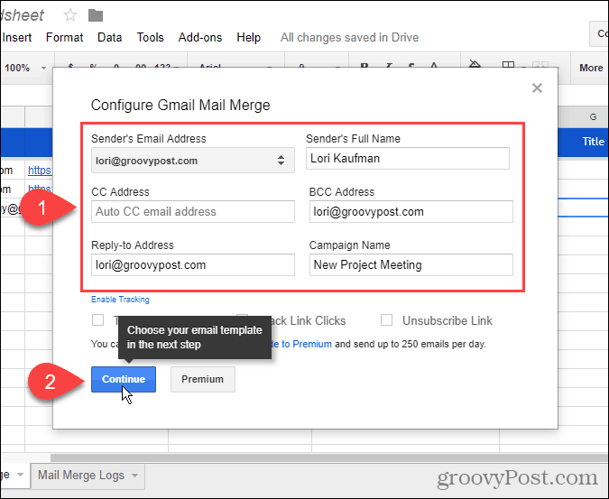 Konfigurovat hromadnou korespondenci Gmailu