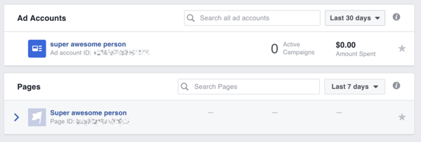 Poté, co si nárokujete svou veřejnou stránku a reklamní účet, máte k nim přístup v Business Manageru.