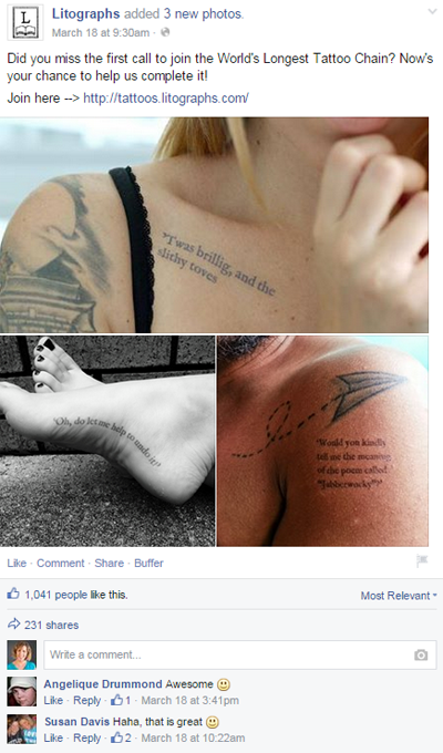 litografie tetování facebook post