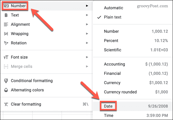 Formátování hodnot data v Tabulkách Google