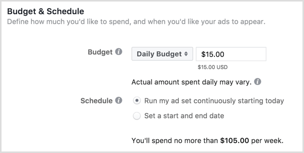 Rozpočet a harmonogram reklam na Facebooku