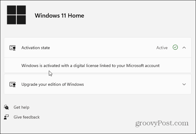 Stav aktivace Windows 11