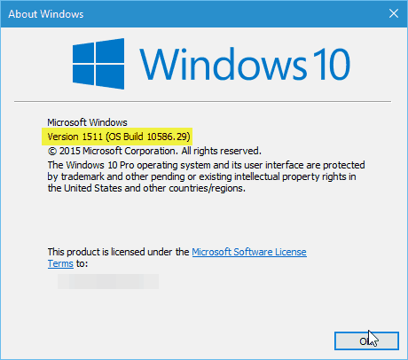 Windows 10 verze 10586.29