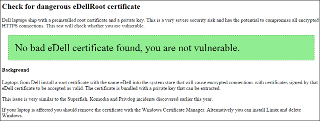 Přenosné počítače Dell s certifikátem pro nebezpečné kořeny, vyzkoušejte následující postup testování počítače (aktualizováno)