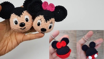 Jak udělat Amigurumi Minnie a Mickey Mouse Keychain? Výroba klíčenky Mickey mouse