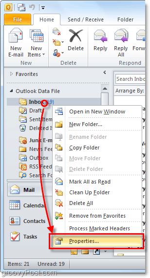 upravit funkce autoarchivu pro jednotlivé složky aplikace Outlook 2010