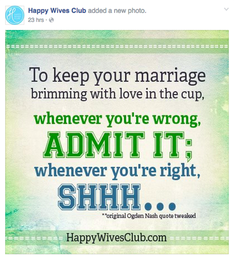 šťastné manželky na facebooku