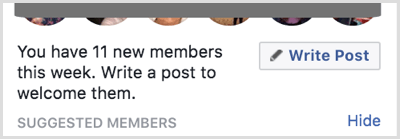 Napište příspěvek a přivítejte nové členy ve vaší skupině na Facebooku.