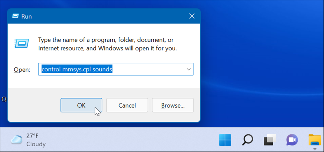otevřené zvuky systému Spusťte Windows 11
