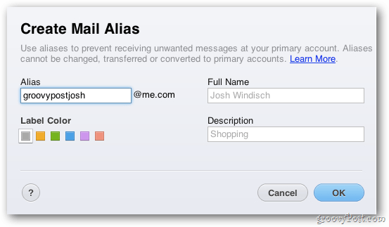 Vytvořit alias pošty