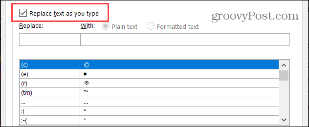 Nahraďte text při psaní v aplikaci Word ve Windows