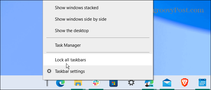 zamknout všechny hlavní panely, hlavní panel systému Windows 10