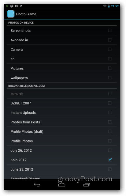 Složky fotorámečku Nexus 7