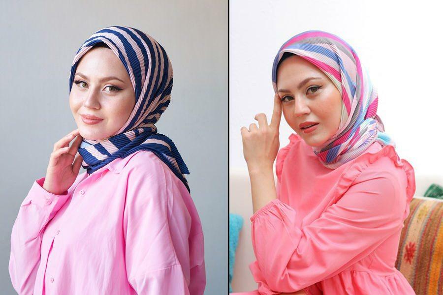dámské modely plisovaného šátku hidžáb 