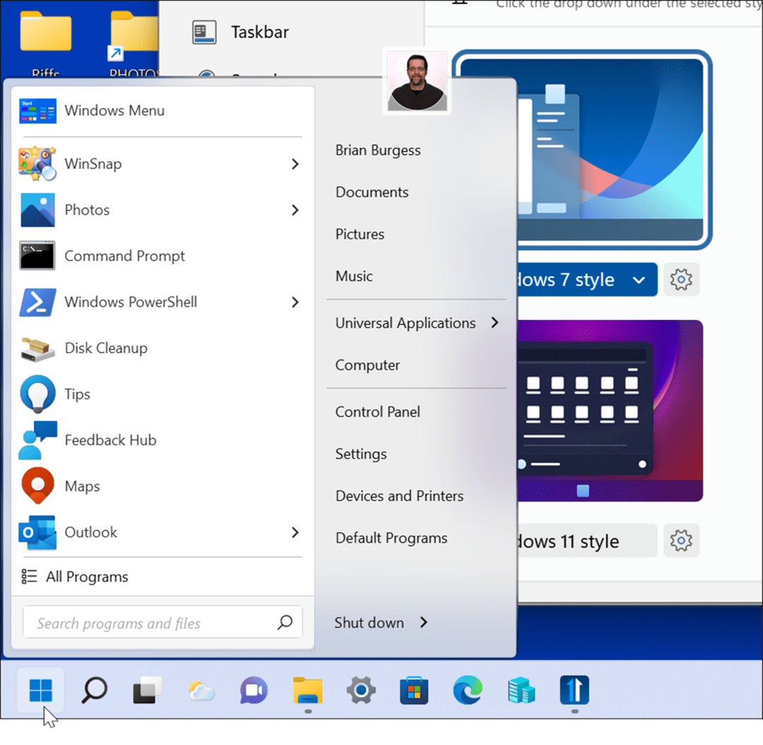 Styl Windows 7 vylepšuje nabídku Start a hlavní panel systému Windows 11 s Windows 11