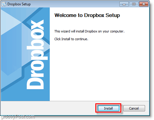 Snímek Dropbox - spusťte instalaci / instalaci dropboxu
