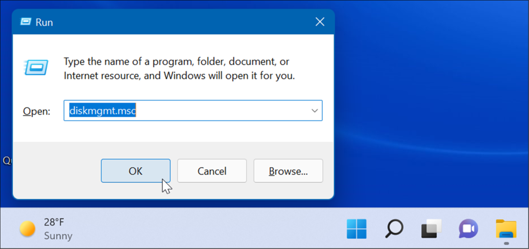 spusťte otevřenou správu disků v systému Windows 11