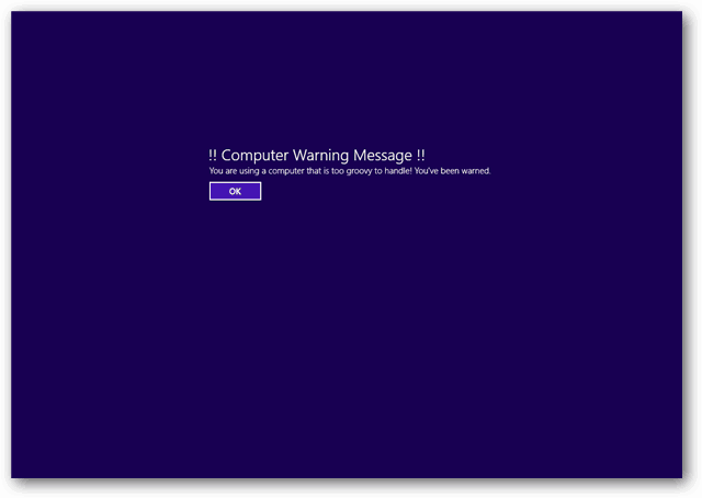 Windows 8 právní upozornění úvodní zpráva screenshot