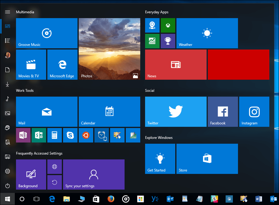 Windows 10 Tip: Jak skrýt sloupec Všechny aplikace v nabídce Start (Aktualizace tvůrců systému Windows 10)